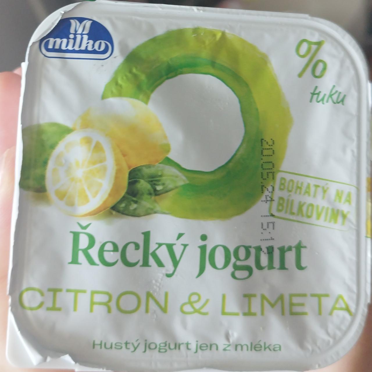 Фото - Řecký jogurt citron & limeta 0% tuku Milko