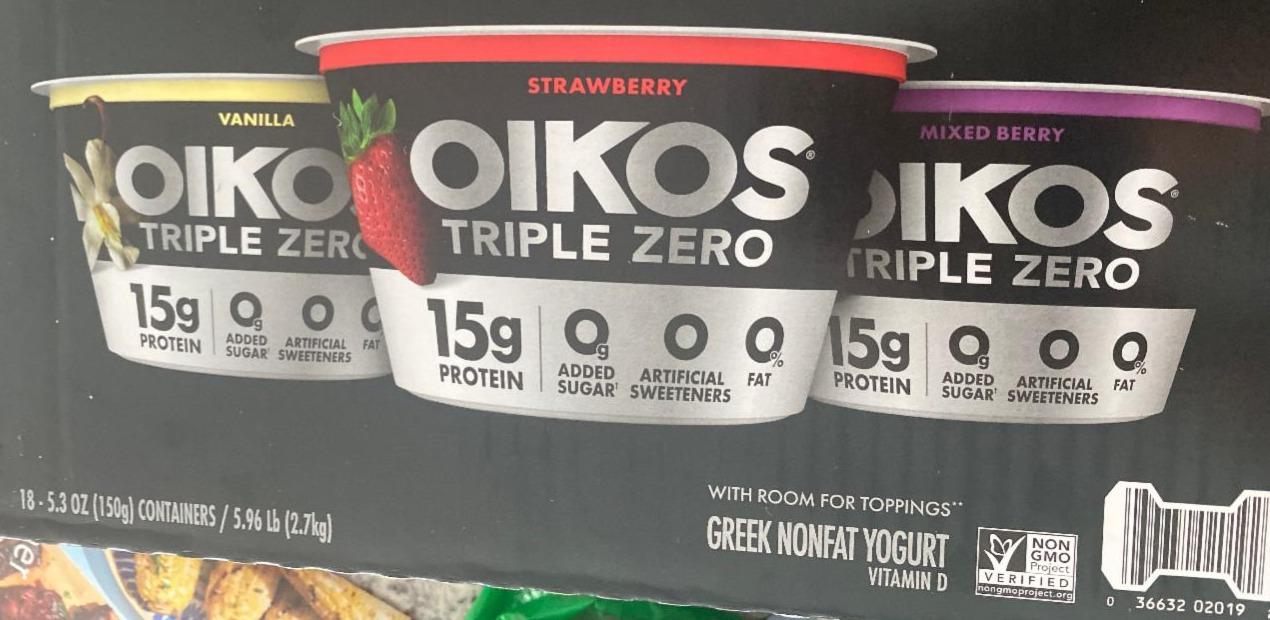 Фото - Triple Zero Vanilla, Strawberry, Mixed Berry Yogurt Oikos