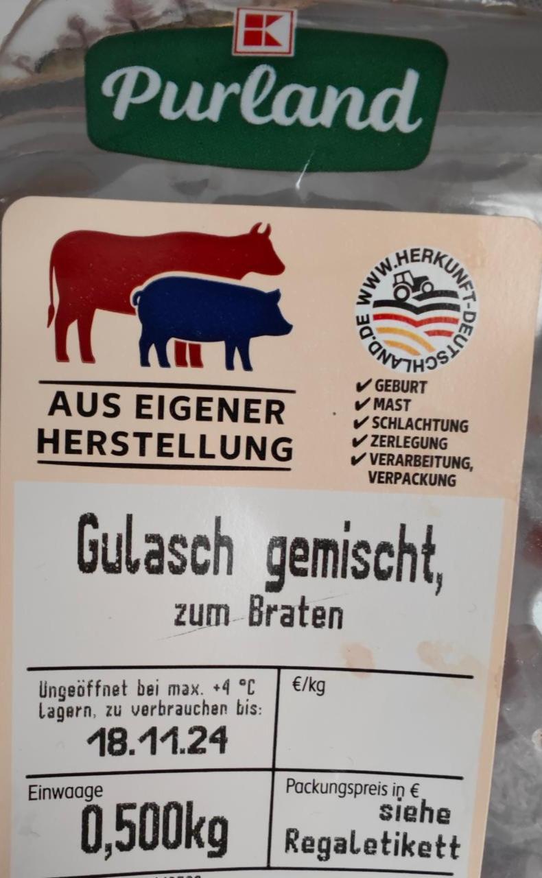 Фото - Purland Gulasch gemischt zum Braten K-Classic