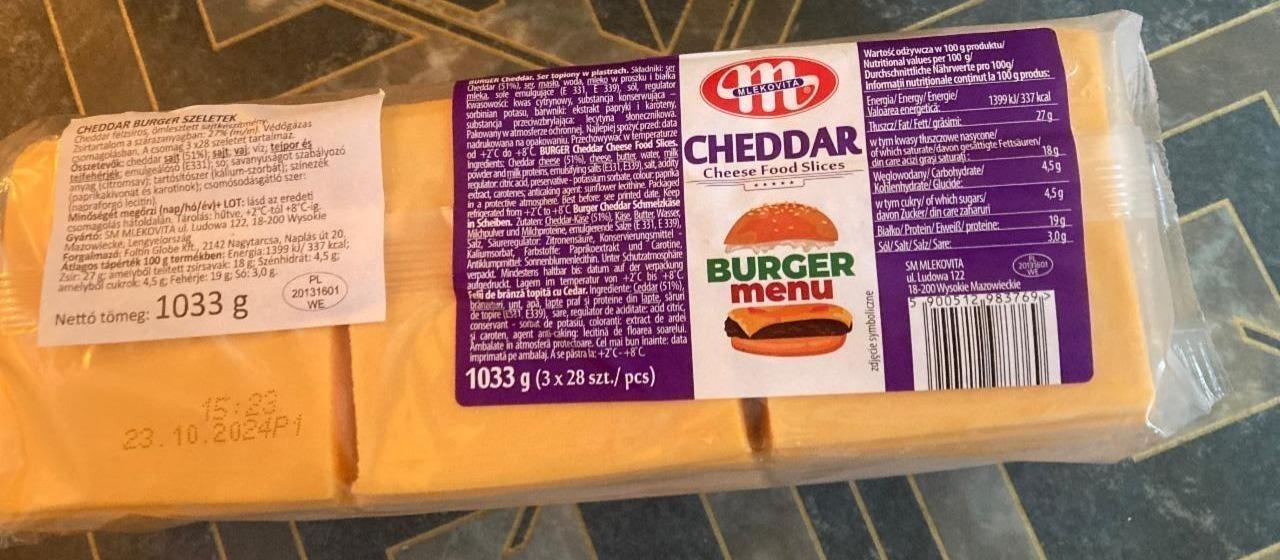 Фото - Сир плавлений Чеддер Cheddar Burger Menu Mlekovita