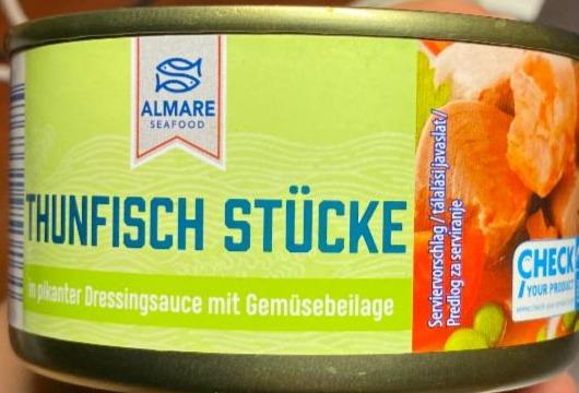 Фото - Thunfisch Stücke in pikanter Dressingsauce mit Gemüsebeilage Almare Seafood