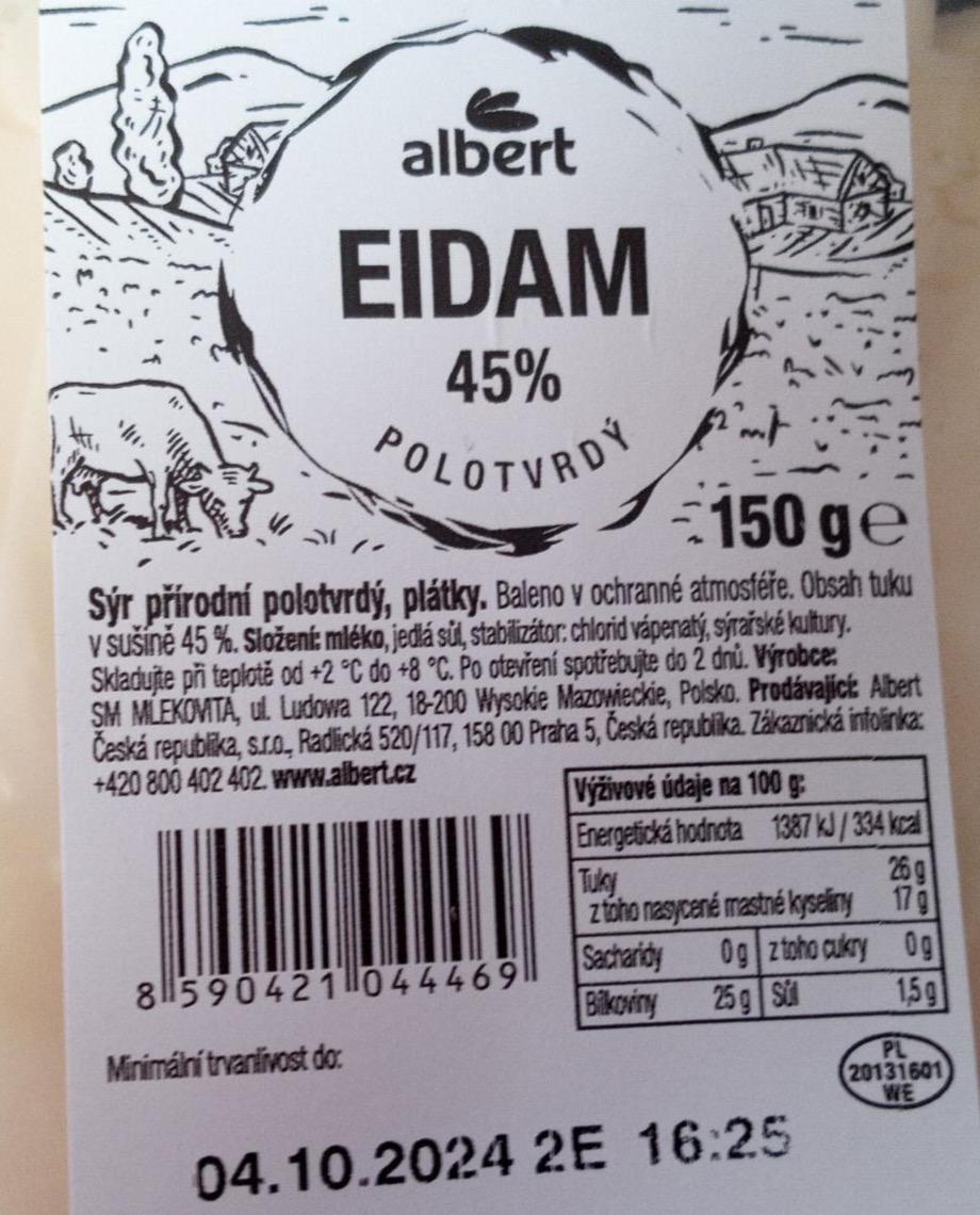 Фото - Eidam 45% polotvrdy Albert