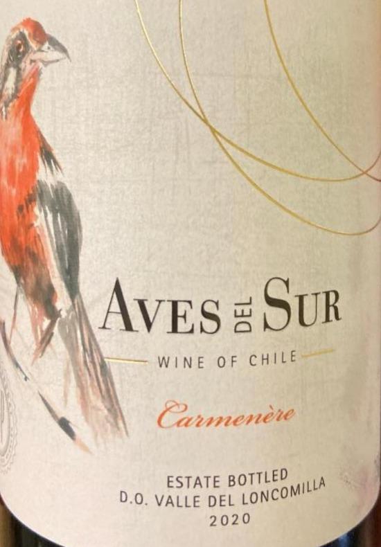 Фото - Сухе червоне вино Carta Vieja Aves Del Sur Carmenere врожаю 2020року виробництво Чилі Сорт винограду Карменер Team