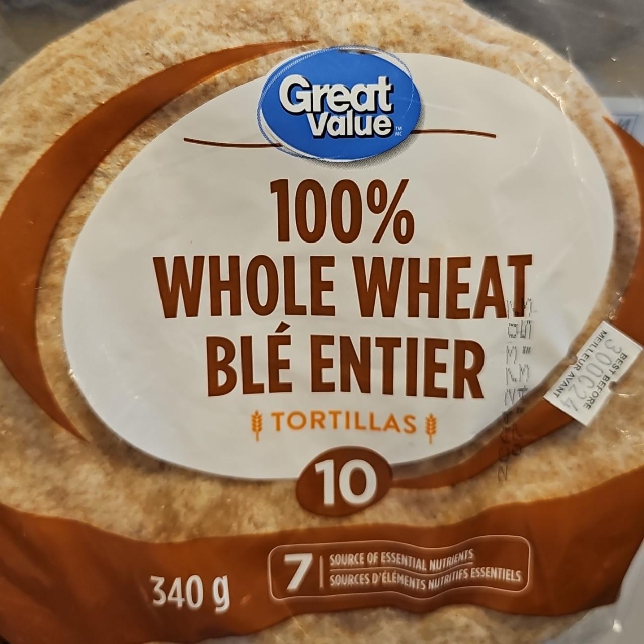 Фото - 100% Whole Wheat Tortillas Great Value