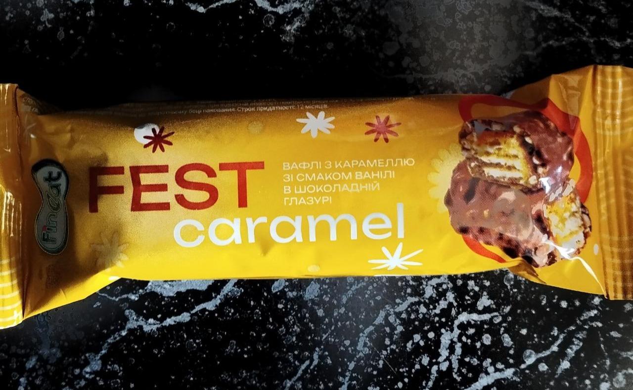 Фото - Вафлі з карамеллю зі смаком ванілі в шоколадній глазурі Fest Caramel FinEat