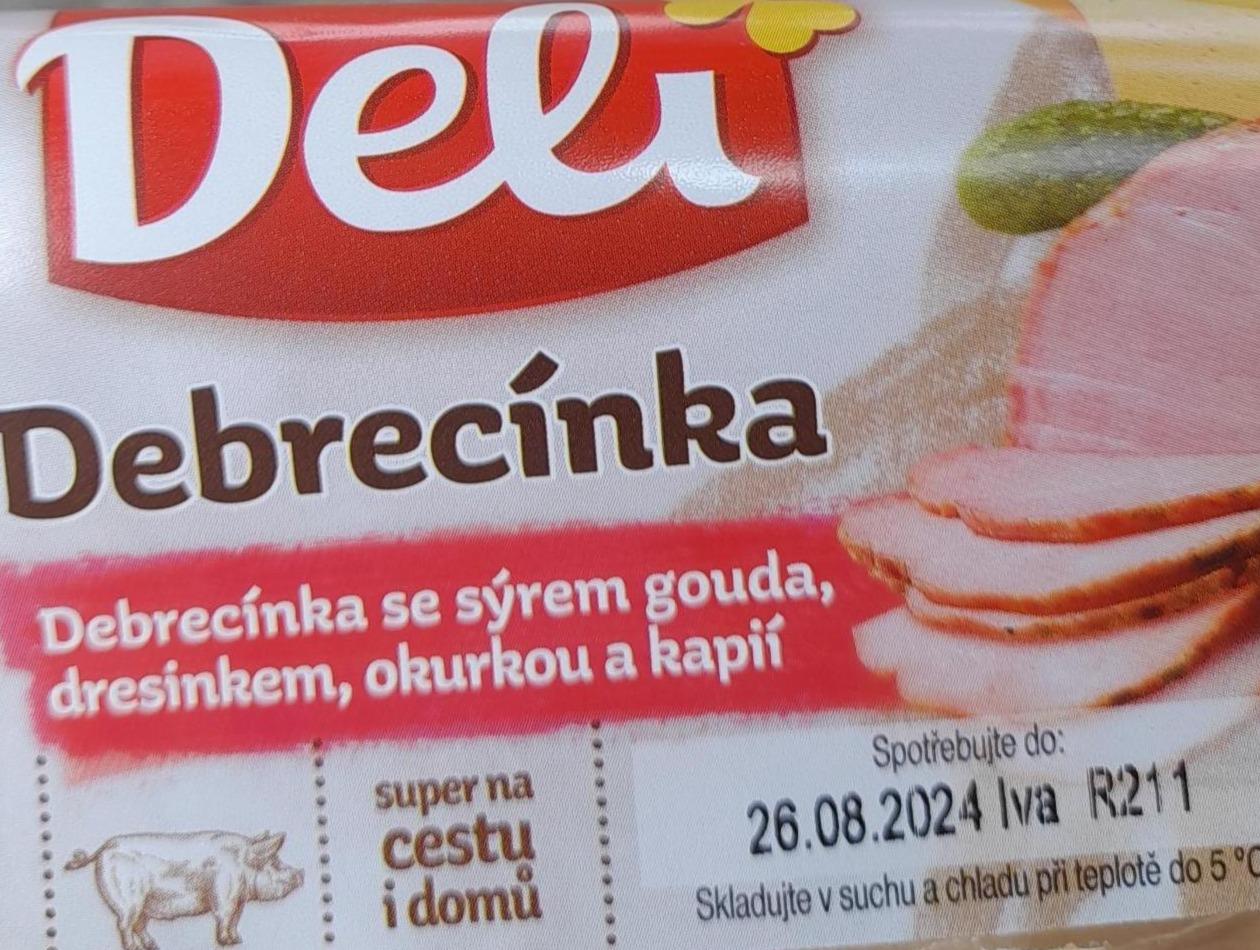 Фото - Debrecínka se sýrem gouda, dresinkem, okurkou a kapií Deli