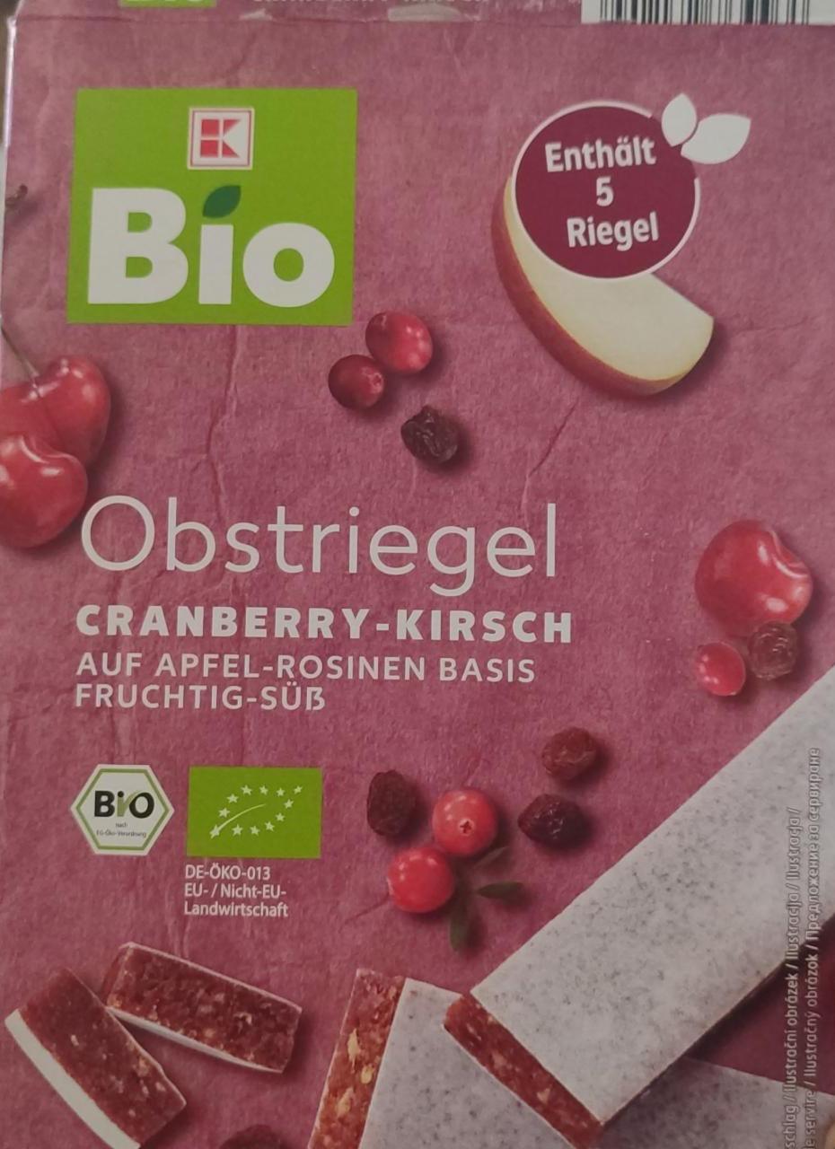 Фото - Obstriegel cranberry-kirsch auf apfel rosinen basis fruchtigsüb Bio kaufland