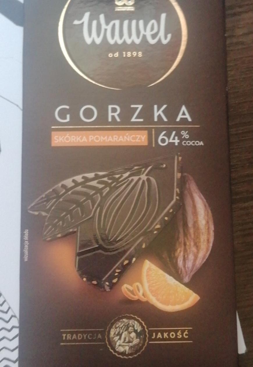 Фото - Czekolada gorzka 64 % cocoa skórka pomarańczy Wawel