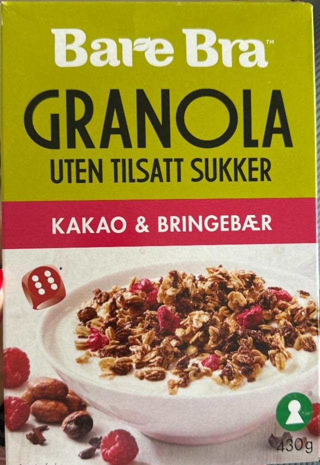 Фото - Granola Uten Tilsatt Sukker Kakao & Bringebaer BareBra