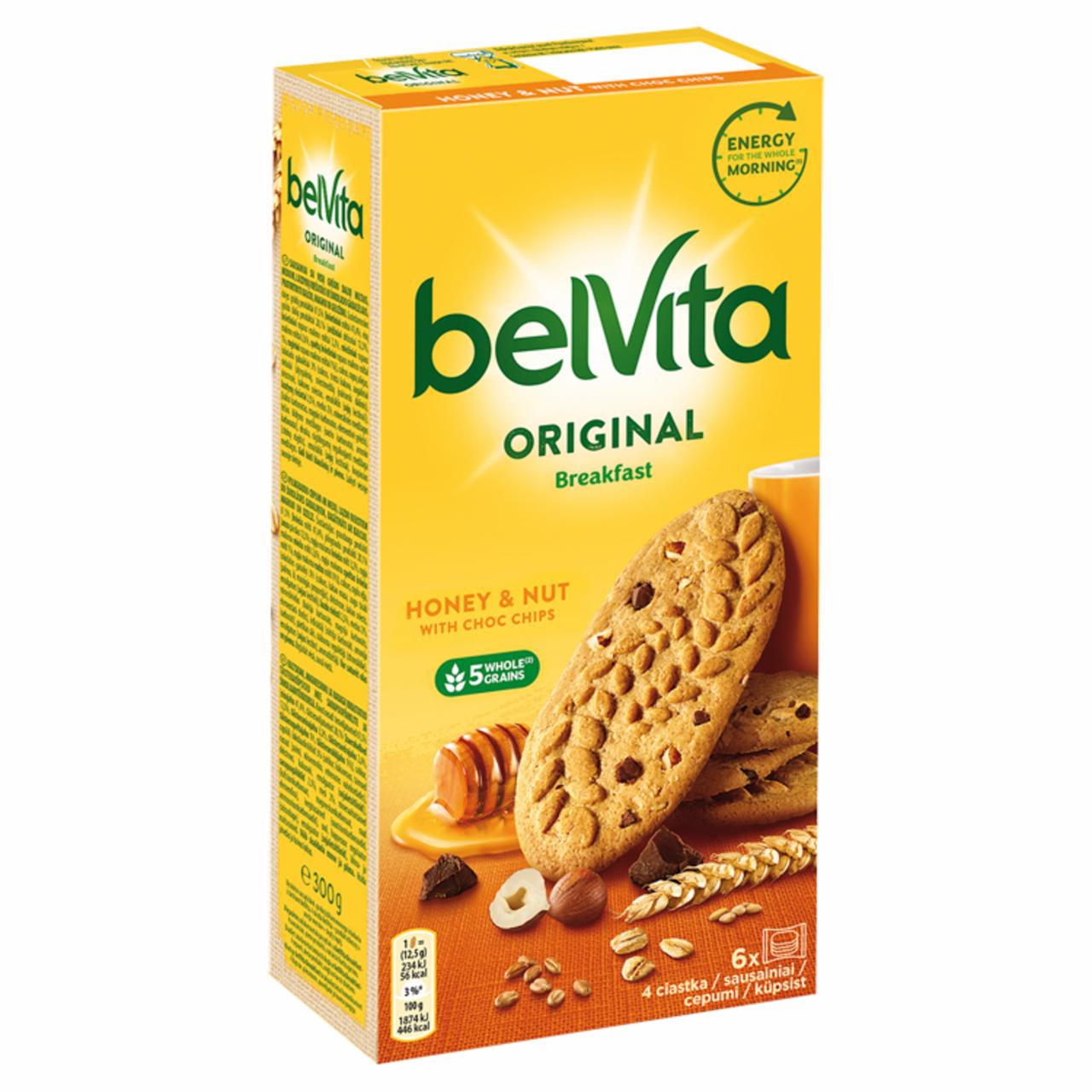 Фото - Печиво з шоколадними шматочками Honey&Nut Original Breakfast BelVita