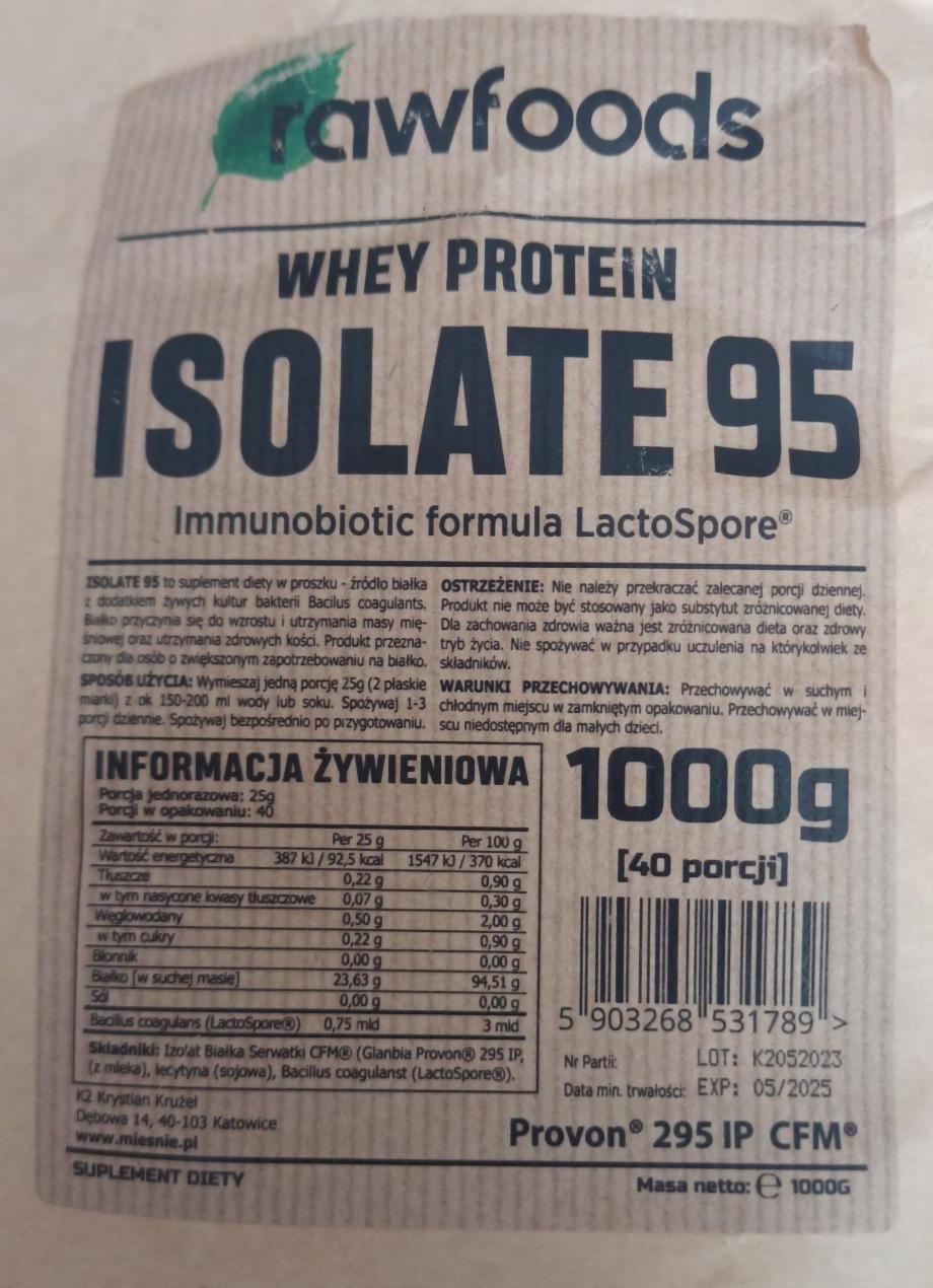 Фото - Whey protein isolate 95 Rawfoods