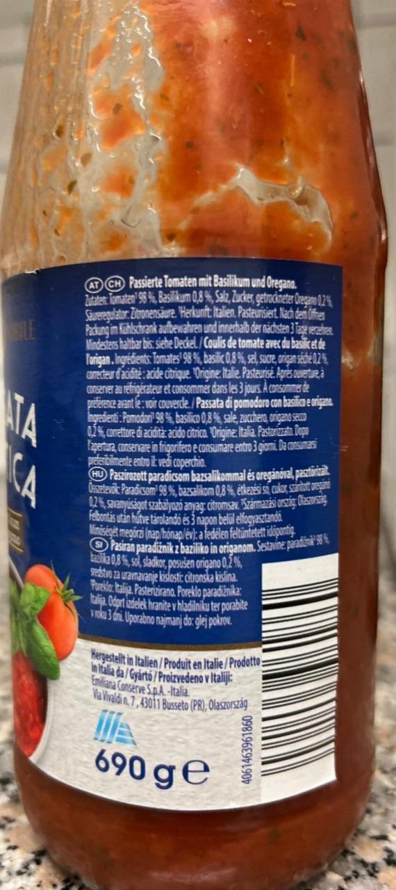 Томатна паста з базиліком Passata Rustica Cucina Nobile калорійність харчова цінність ⋙