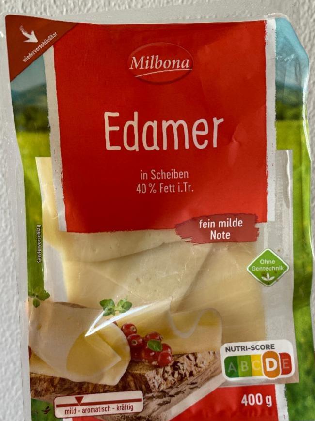 Фото - Сир твердий 40% Edamer Milbona